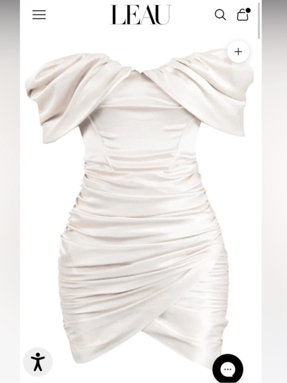 LEAU Divine Satin Corset Dress Ivory White Mini Off the Shoulder Size XL NWT